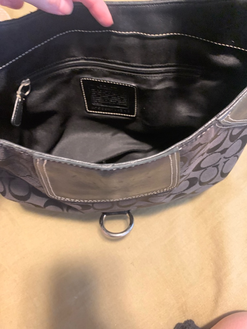 Coach Black Signature Canvas Hobo with Leather Trim and Silver - Picture 4 of 8